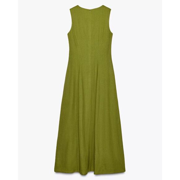 Zara Olive Green Midi Dress - Picture 5 of 15